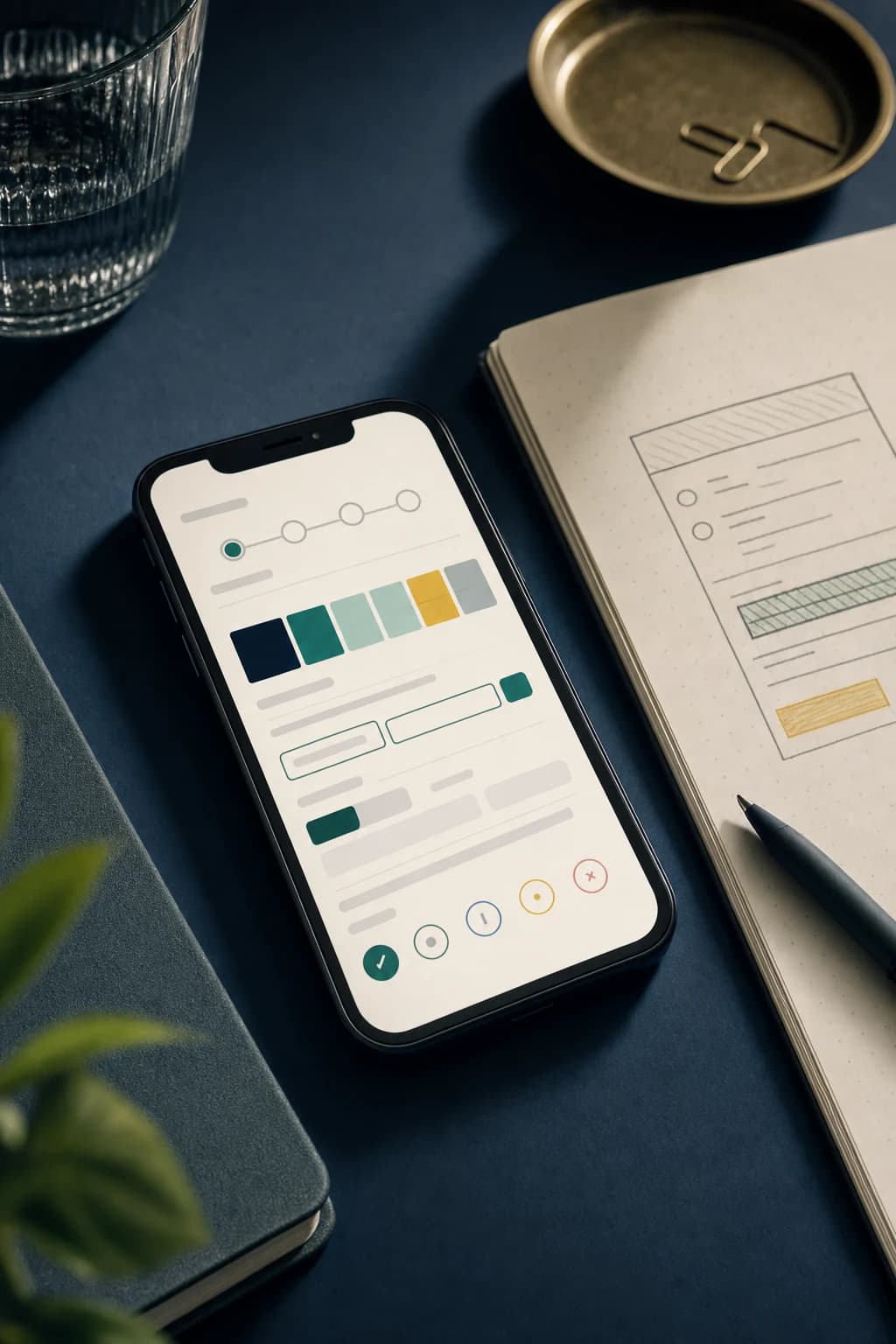A mobile-friendly payment planning concept beside a notebook